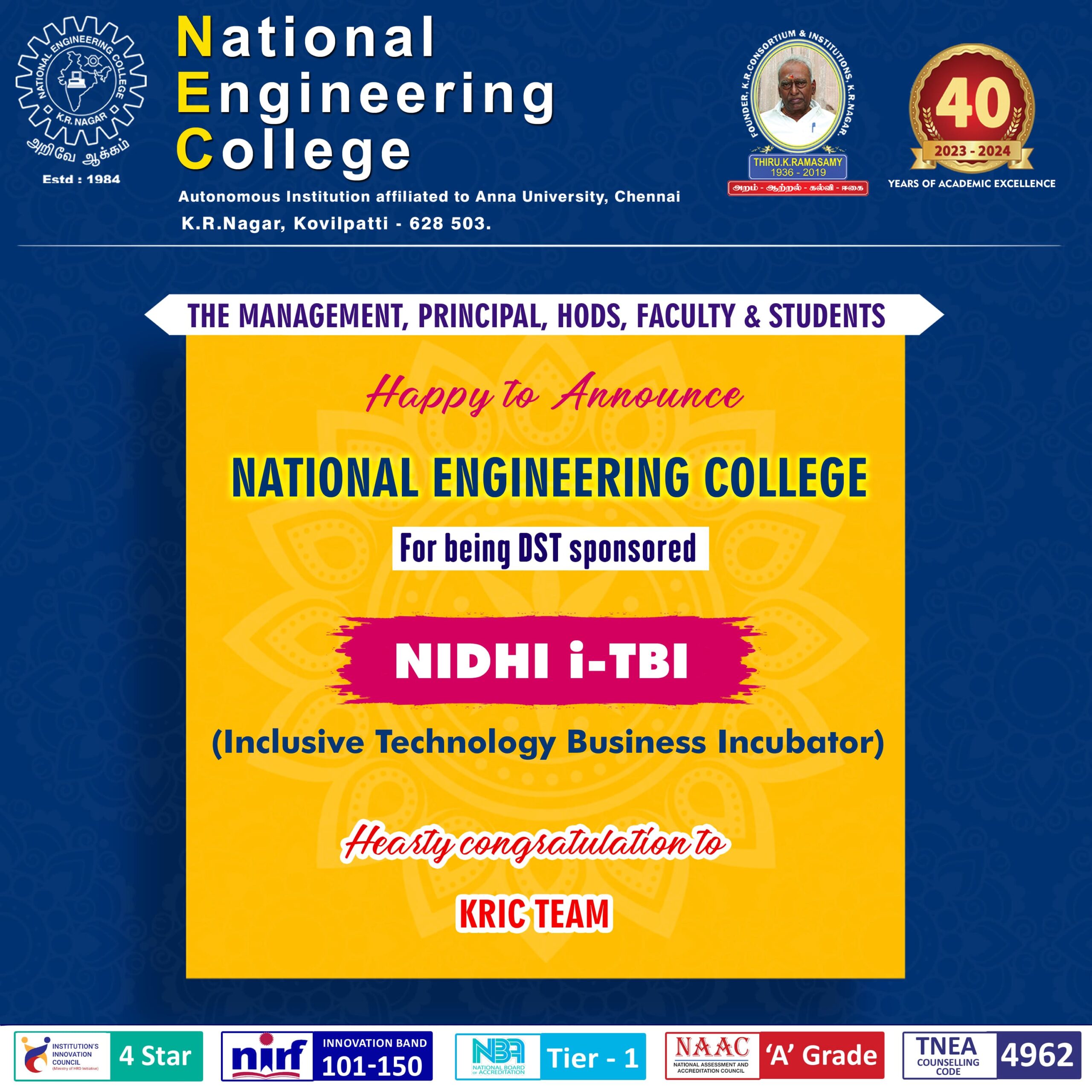 DST sponsered (NIDHI i-TBI)