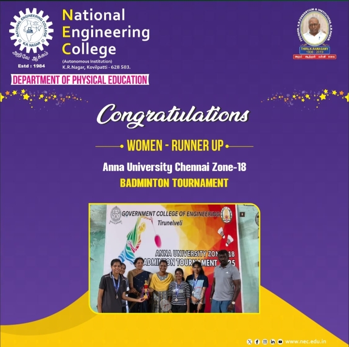 Women – Runner Up (Anna University Chennai Zone-18) Badminton Tournament